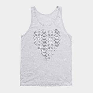 Black Heart Line Full of Love Hearts for Valentines Day Tank Top